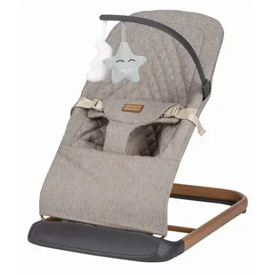 Sezlong balansoar, FreeON, Serene, Pana la 9 kg, Cu centura in 3 puncte, Spatar reglabil in 3 etape, Cu bara de jucarii, 70 x 45 x 56 cm, 0 luni+, Beige BYN84942