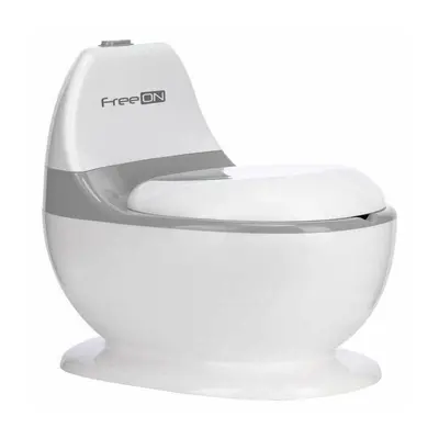 Olita educativa, FreeON, Trainer, Minitoaleta, Cu spatiu pentru hartie/servetele, Cu sunet realist de tras apa, Pana la 25 kg, 3 ani+, White/Grey BYN49249