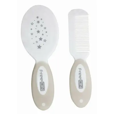 Set perie si pieptene, FreeON, Din peri naturali, 0 luni+, White BYN82818