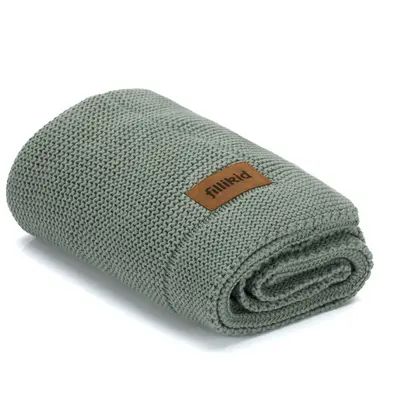 Patura tricotata Green, 100% bumbac organic, 80x100 cm, Fillikid