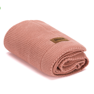 Patura tricotata Rose, 100% bumbac organic, 80x100 cm, Fillikid