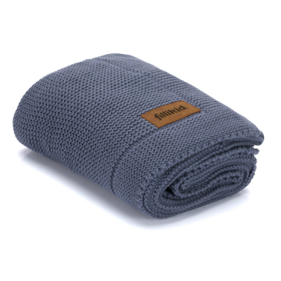 Patura tricotata blue, 100% bumbac organic, 80x100 cm, Fillikid