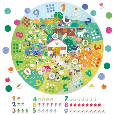 Headu - Puzzle mare rotund cu numere ARTHE55621