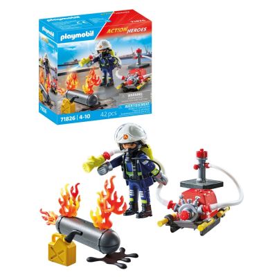 Playmobil - Pompier Playmobil cu pompa de apa ARTPM71826