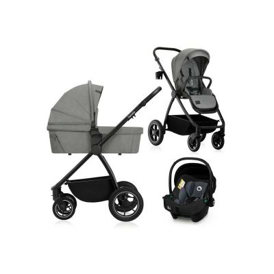 Carucior 3 in 1, Lionelo, Meril, Cu landou de dimensiune XL, Reversibil, Cu scoica auto testata ADAC, Cu accesorii, Pana la 22 kg, Conform cu EN1888-1 EN1888-2, EN1466, Gri BYNLO-MERIL_3IN1_GREY_STONE