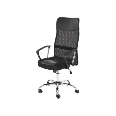 Scaun de birou ergonomic HM Nuble, Mesh, Cadru Metalic, Sezut piele ecologica, Inaltime ajustabila, Mecanism balansare,100 Kg, Negru DRM10408