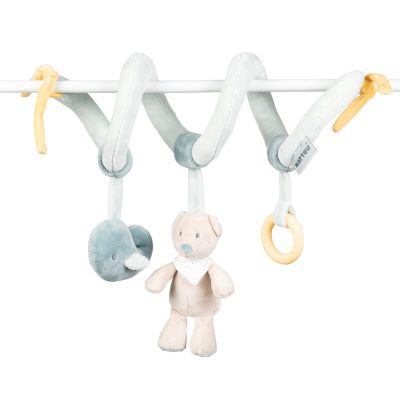 Jucarie interactiva, Nattou, Romeo, Jules & Sally, Spirala, Pentru atasare la patut sau carucior, Dezvolta abilitatile motorii, Cu 3 jucarii, 0 luni+, Multicolor BYN950237
