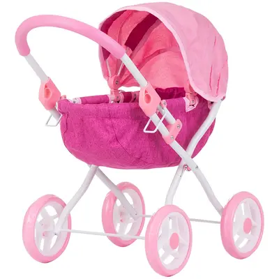 Carucior pentru papusi chipolino daisy pink linen hubkzkdz02402pp