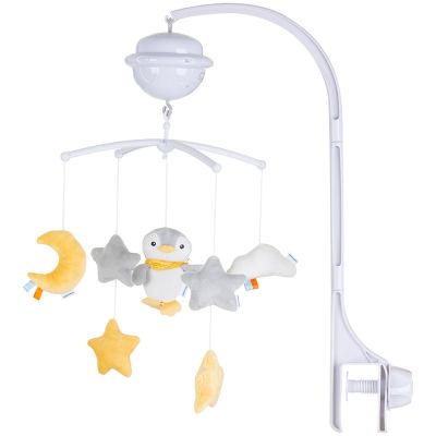 Carusel muzical pentru patut cu proiector chipolino penguin hubmild02301pen