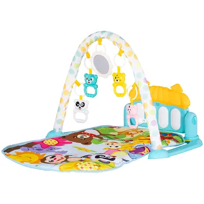 Covoras de joaca cu pian chipolino zoo party blue hubpgrzp02301bl