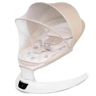 Leagan electric pentru bebelusi cu spatar reglabil si senzor de miscare, AppeKids Evoque - Bubble Beige KRTAK275978
