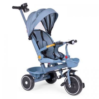 Tricicleta 2 in 1 pentru copii, scaun rotativ 360°, roti din spuma eva, ecotoys wql-066-18 - albastru edeediwql-066-18blue