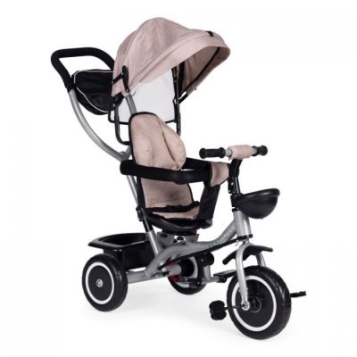 Tricicleta 2 in 1 pentru copii, scaun rotativ 360°, roti din spuma eva, ecotoys wql-066-52 - bej edeediwql-066-52beige