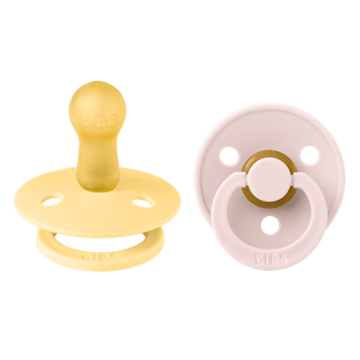 Bibs - set 2 suzete colour latex, tetina rotunda, 6 luni +-pale butter/petal bbb120463
