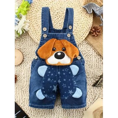Salopeta blugi pentru baieti cu design catelus mbtu85-de