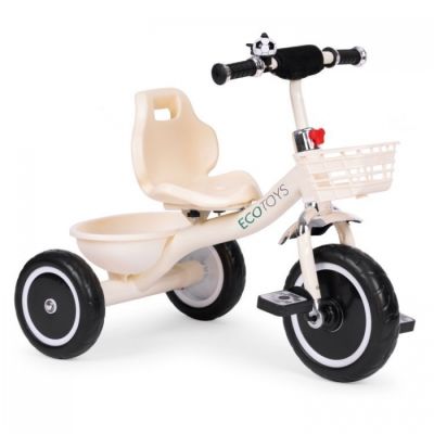 Tricicleta cu pedale pentru copii, roti din spuma eva, ecotoys wql-1999 - bej edeediwql-1999beige