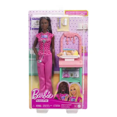 BARBIE SET DE JOACA PAPUSA BARBIE BRUNETA FACE CARIERA PEDIATRU VIVMTJCR71_JCR73