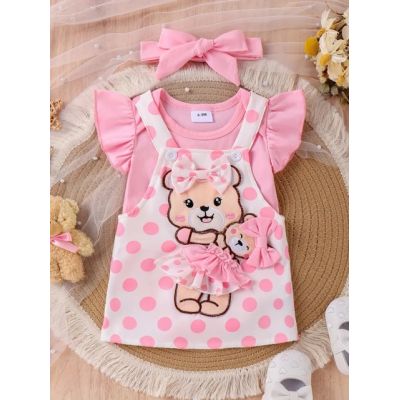 Set body roz si sarafan alb cu buline mbtu87-r1