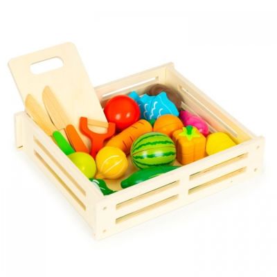 Set de fructe si legume din lemn, 17 elemente, ecotoys hc590048 edeedihc590048