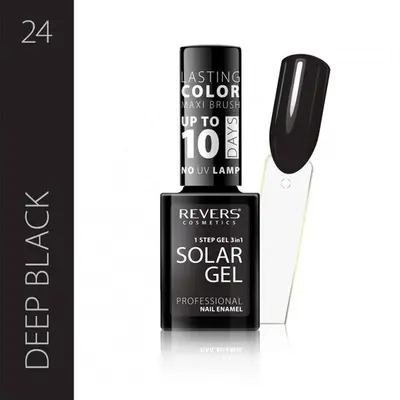 Lac de unghii Solar Gel, Revers, 12 ml, deep black, negru