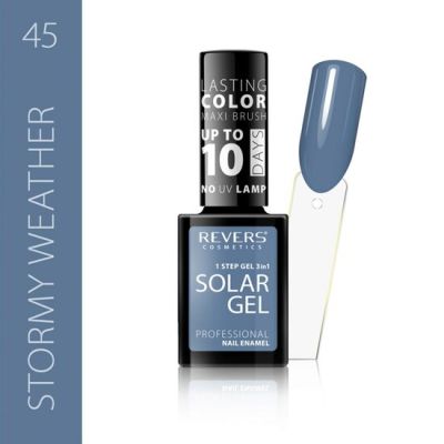 Lac de unghii Solar Gel, Revers, 12 ml, gri, nr 45, stormy weather