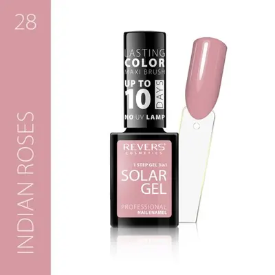 Lac de unghii Solar Gel, Revers, 12 ml, nude, nr 28, indian roses
