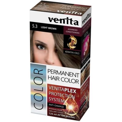 Vopsea de par permanenta, Venita Plex, 125 ml, Nr 5.3, Saten Deschis, 125ml