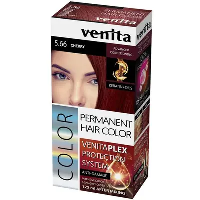 Vopsea de par permanenta, Venita Plex, 125 ml, Nr 5.66, Rosu Cireasa, 125ml