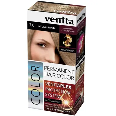 Vopsea de par permanenta, Venita Plex, 125 ml, Nr 7.0, Blond Natural, 125ml