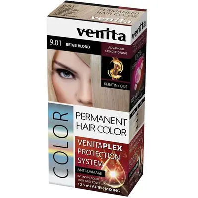 Vopsea de par permanenta, Venita Plex, 125 ml, Nr 9.01, Blond Bej, 125ml