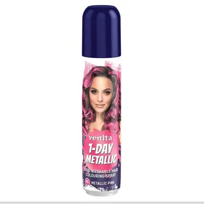 Spray colorant pentru par, fixativ, Venita, 1-Day Metallic Color, nr M1, Roz