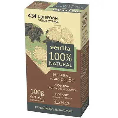 Vopsea de par pulbere, pe baza de plante, naturala 100%, Venita, Nr 4.34, Blond Aluna, 100g