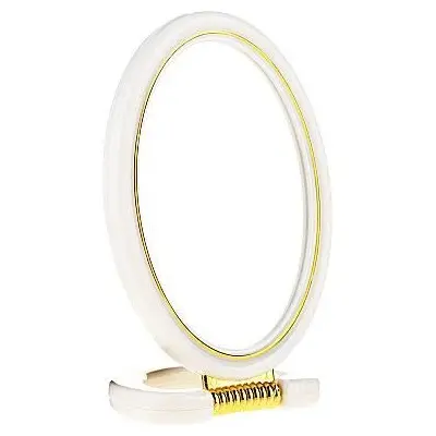 Oglinda machiaj cu lupa si picior, plastic, alba, Top Choice, 14 x 11 cm