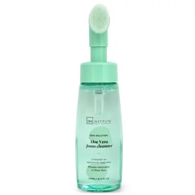 Demachiant spuma cu aloe vera si perie exfoliere IDC Institute 68113, 240 ml