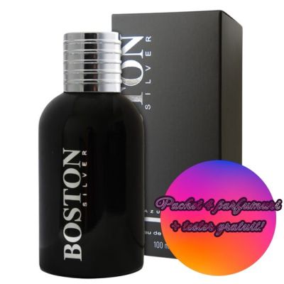 Set 4 Apa de toaleta Cote d'Azur, Boston Silver, Barbati, 100ml + Tester GRATUIT