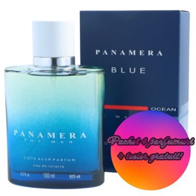 Set 4 Apa de toaleta Cote d'Azur Panamera Blue, barbati, 100 ml +Tester GRATUIT