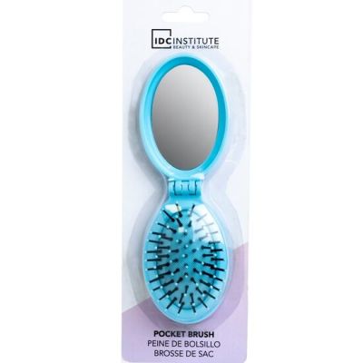 Perie pliabila cu oglinda pastel IDC Institute 18301RB, bleu