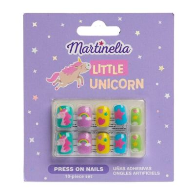 Set 10 unghii false Unicorn Nails, cu adeziv Press-On, pentru fetite, Martinelia 35045