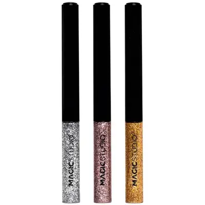 Set 3 bucati Eyeliner liquid Glitter Magic Studio 24192, argintiu, auriu, roz, 10.5 ml