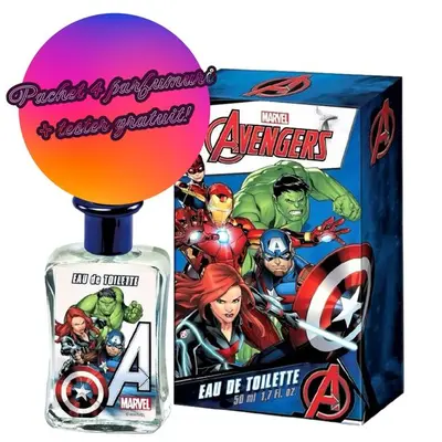 Set 4 x Apa de toaleta pentru baieti Avengers 2562, 50 ml + Tester GRATUIT