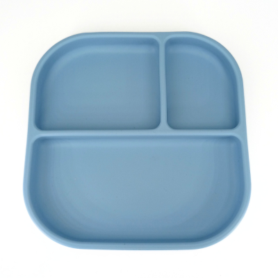Farfurie patrata din silicon compartimentata, Coccorito, Blue