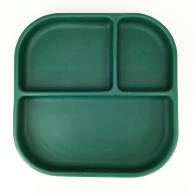 Farfurie patrata din silicon compartimentata, Coccorito, Dark Green