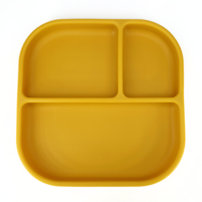 Farfurie patrata din silicon compartimentata, Coccorito, Yellow
