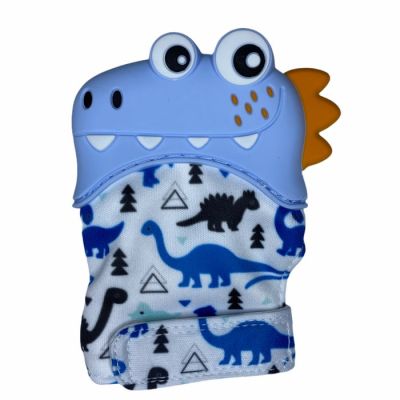 Manusa pentru dentitie din silicon - dino bleu
