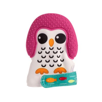Manusa pentru dentitie din silicon - pinguin roz