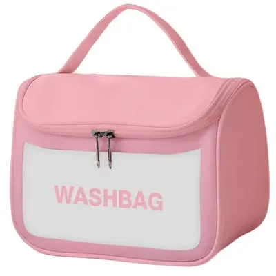 Gentuta cosmetica impermeabila, pentru femei, WashBag Top Choice 99557, roz