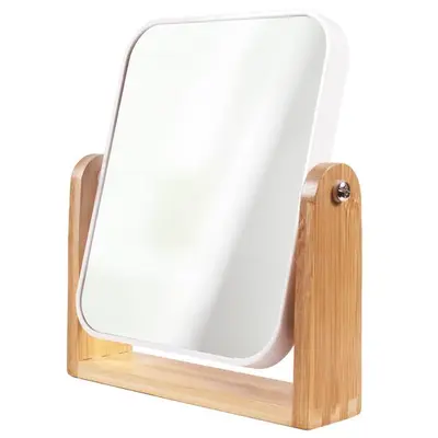 Oglinda de machiaj cu suport de bambus, Top Choice 85802 (marire x2)