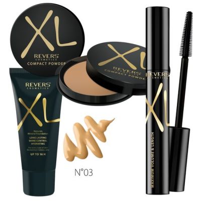 Set ingrijire ten pudra, fond de ten si mascara XL, Revers Peach