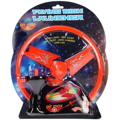 Disc zburator luminos cu dispozitiv de lansare, portocaliu, 25 cm