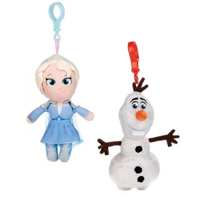 Set 2 jucarii din plus cu breloc Elsa si Olaf, Frozen, 12/15 cm